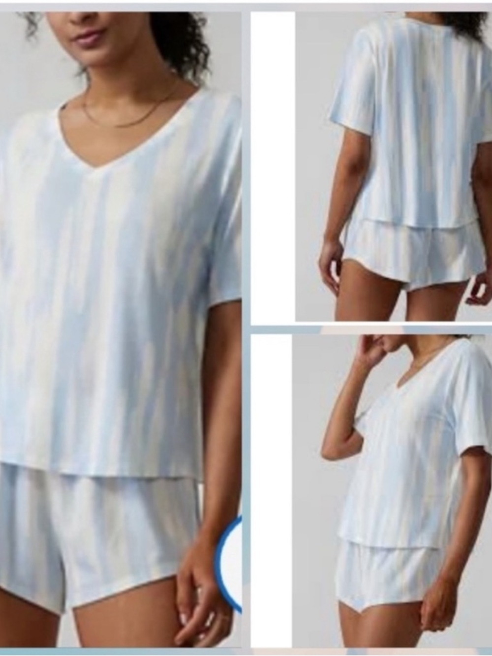 Athleta Nighttime Bliss Tank Top & Shorts SET, NwoT Small soft blue and white